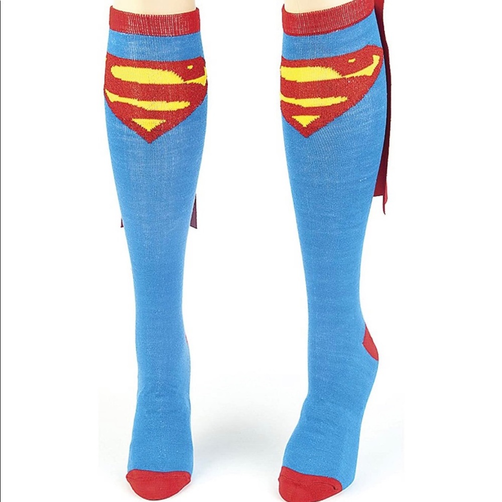 NWOT Bioworld Superman Blue Adult Knee High Cape Sock, One Size